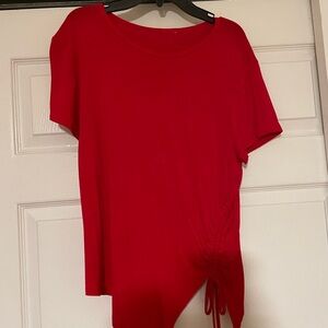 Source Unknown Red Short Sleeve Asymmetrical Top
